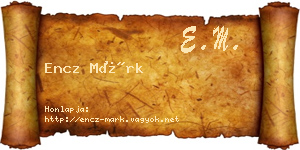 Encz Márk névjegykártya